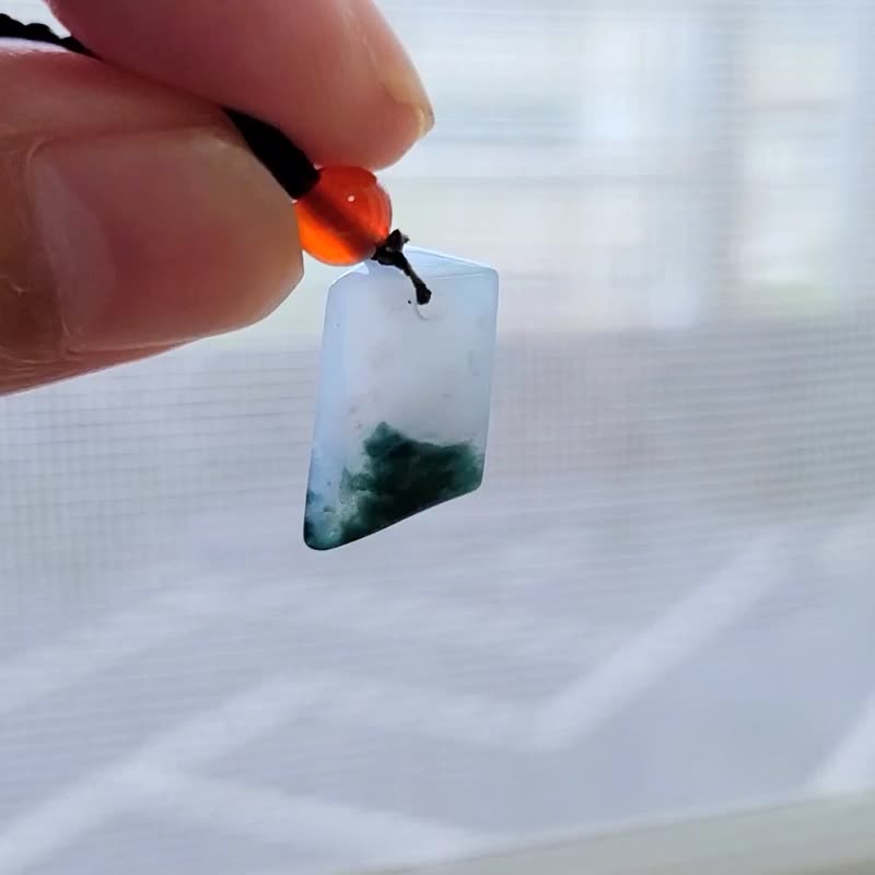 【亲翠】天然翡翠 冰透一汪水飘蓝绿花原石调整式绳链 原石艺术派 - 项链 - 玉石 多色