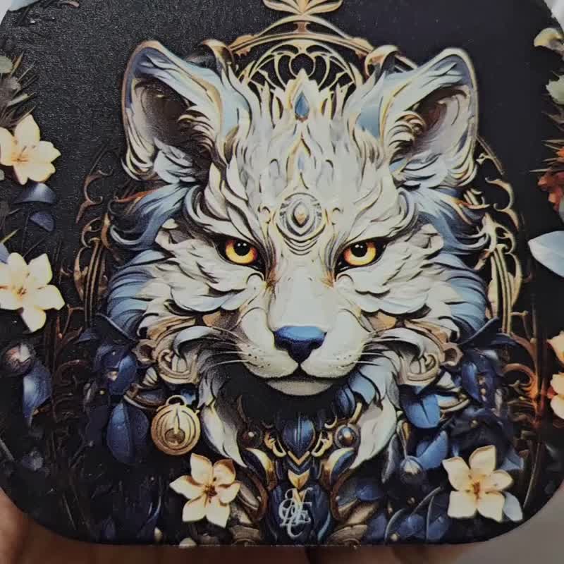 猫之王-晶雕陶瓷吸水杯垫 - 杯垫 - 陶 蓝色