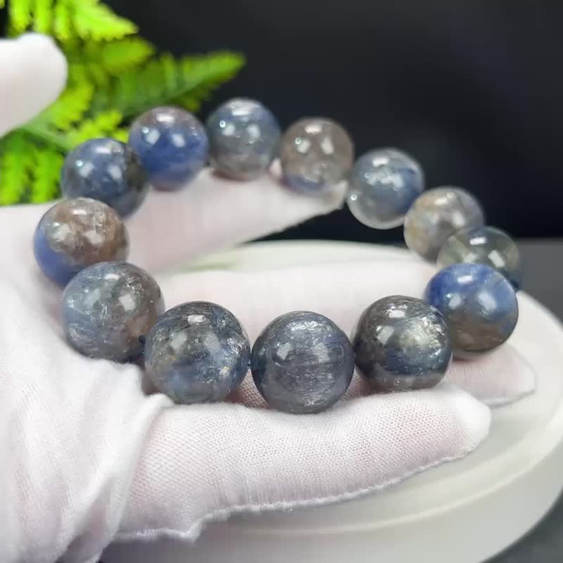 高品质龙鳞云母蓝晶石手串17.5mm颗颗带眼冰润星光大颗粒男女手珠 - 手链/手环 - 宝石 