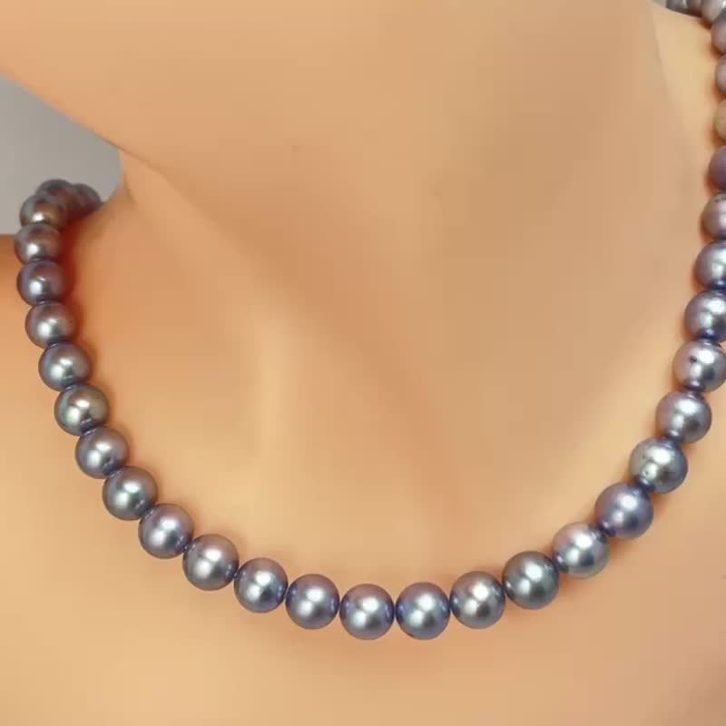 精品 天然海水珍珠 akoya 真多麻 项链 - 项链 - 珍珠 透明