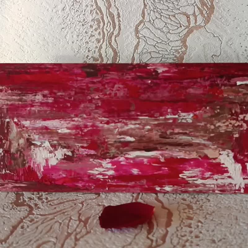 胜利的光辉之夜 10x15 厘米，纸板油画，艺术家 Victoria Valuk - 墙贴/壁贴 - 颜料 红色