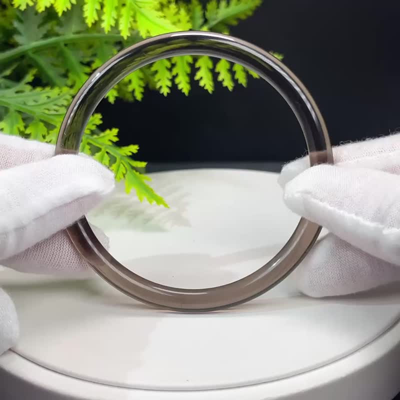 高品质 玻璃体茶晶手镯 63MM 冰透仙女条烟晶手环 吸收负面能量 - 手链/手环 - 水晶 