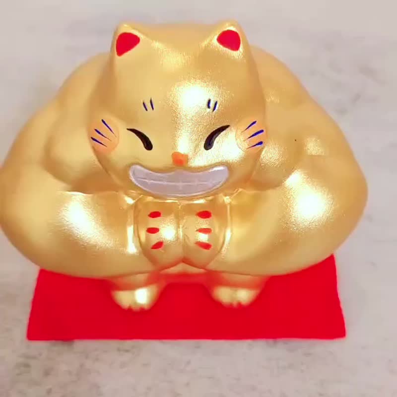 日本【RYUKODO】授权-双手筋肉开运招财猫(大)|圣诞礼盒|入厝 - 摆饰 - 陶 