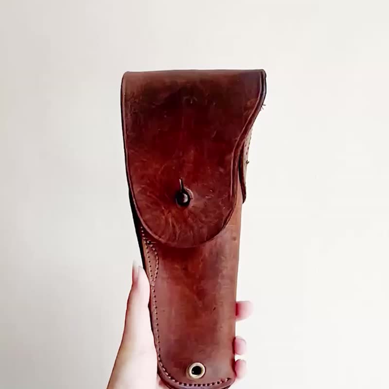 1911s 国军发行真皮革手枪袋 古董收藏品 Pistol bag vintage - 摆饰 - 真皮 咖啡色