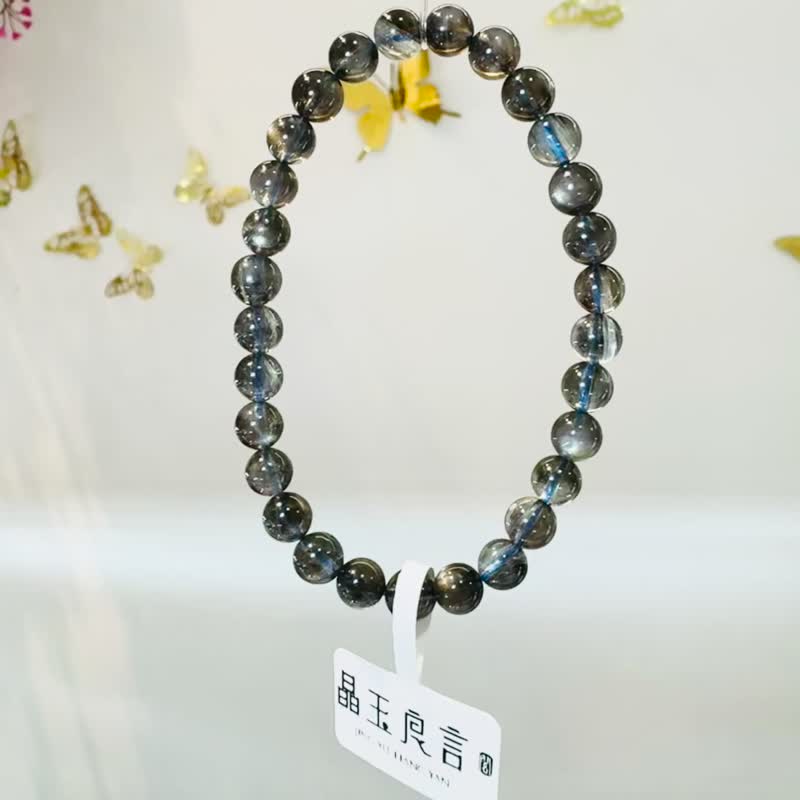 星空魔鬼海蓝宝6mm9.36g高光金属光泽冥想水晶首选释放压力 - 手链/手环 - 水晶 蓝色