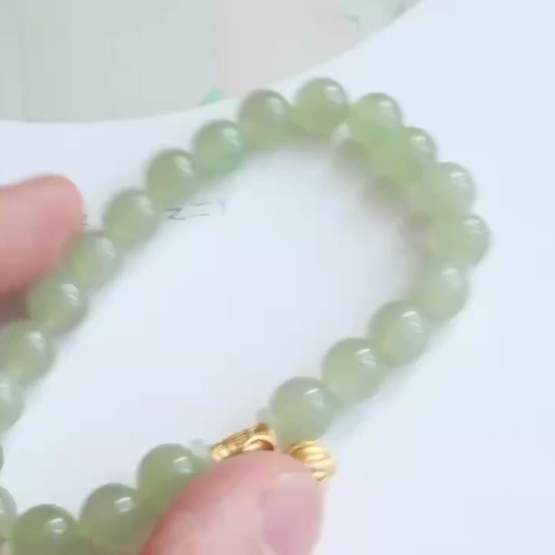 原创天然和田玉晴水手链冰底晴水料搭配古法银莲蓬 好运连连 简约 - 手链/手环 - 玉石 