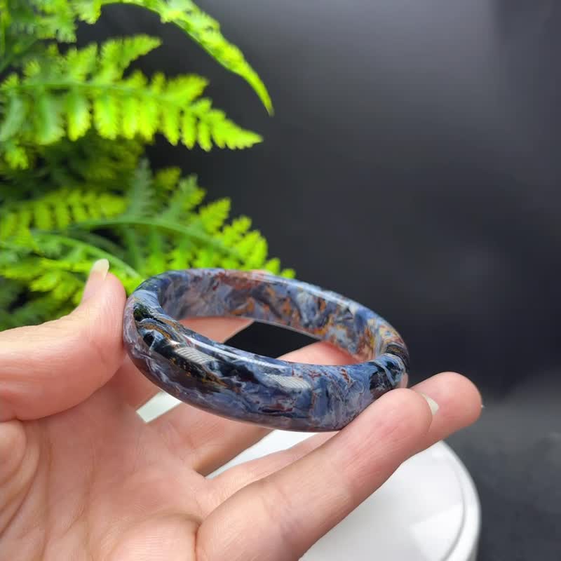 纳米比亚彼得石手镯56MM 流淌闪电纹多彩隼眼石手环 气质自信解压 - 手链/手环 - 宝石 