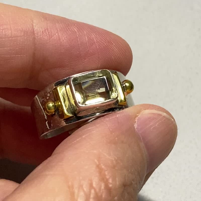 天然 绿色 紫水晶 戒指 尼泊尔 手工制 925纯银 - 戒指 - 水晶 