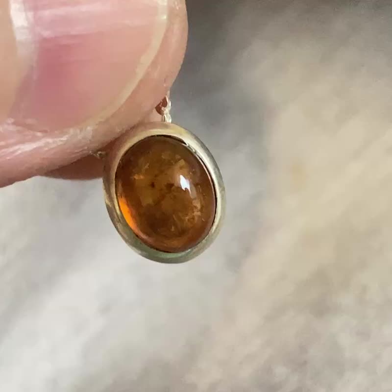 天然 焦糖色 碧玺 锁骨坠 项链 尼泊尔制 925纯银 - 项链 - 半宝石 蓝色