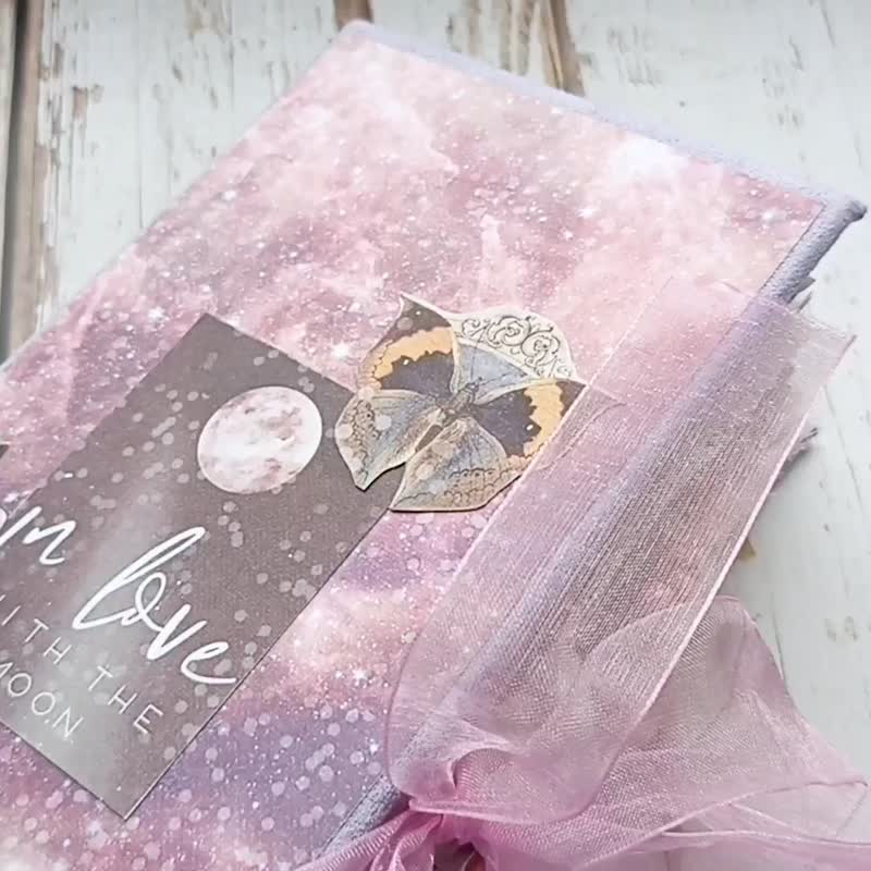 Moon journal handmade Galaxy magic notebook Witch flowers diary grimoire purple - 笔记本/手帐 - 纸 紫色