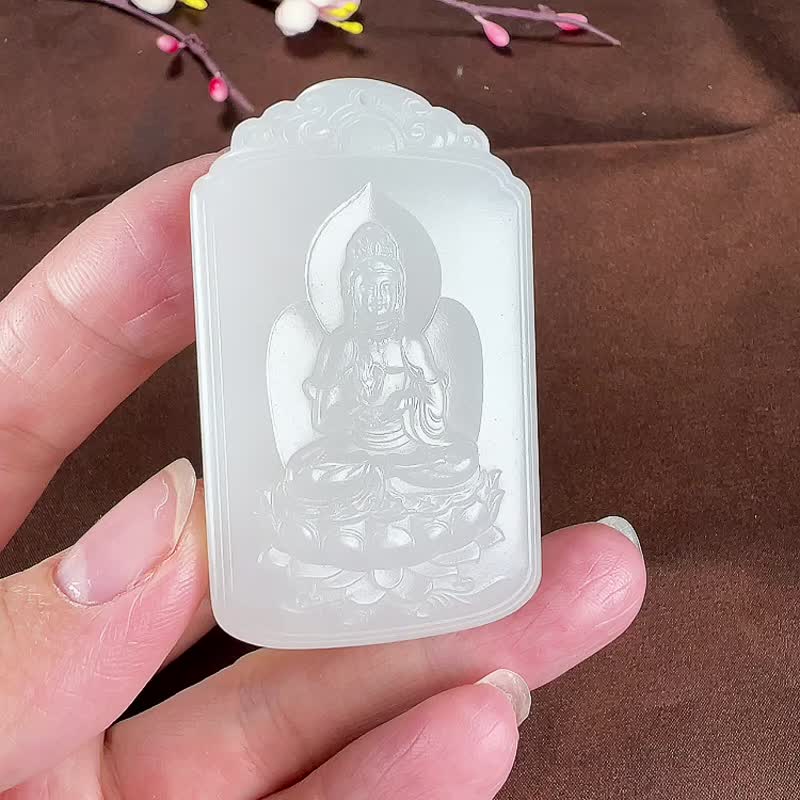 秒杀价 天然新疆和田玉羊脂玉观音吊坠 玉质细腻温润 - 吊饰 - 玉石 
