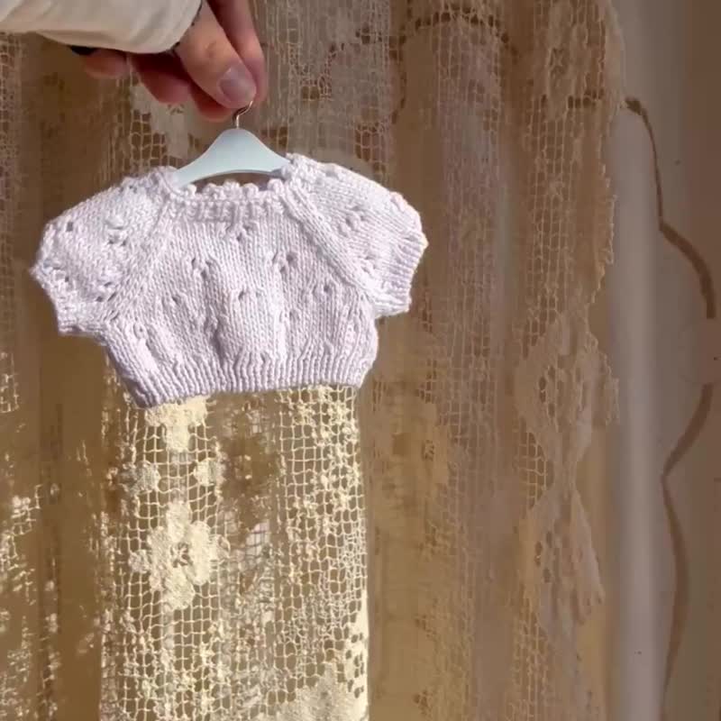 毛绒玩具服饰 纯棉蕾丝花纹毛衣 浅薰衣草紫 - 玩具/玩偶 - 棉．麻 紫色