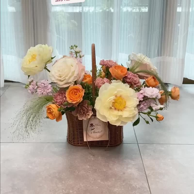 【母亲节/感谢/探访/探病花篮】芍药玫瑰鲜花篮 Le Panier de Mai - 植栽/盆栽 - 植物．花 多色