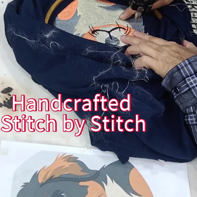 客製化寵物似顏繪刺繡連帽衫頂級純棉帽T   職人手工推繡・極致親 - 女装 T 恤 - 棉 
