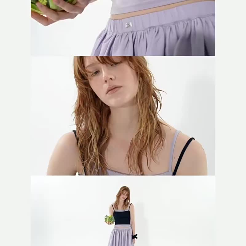 藍紫撞色 醋酸層次感短款高彈疊穿吊帶上衣 細肩帶背心 - 女装背心 - 其他人造纤维 紫色