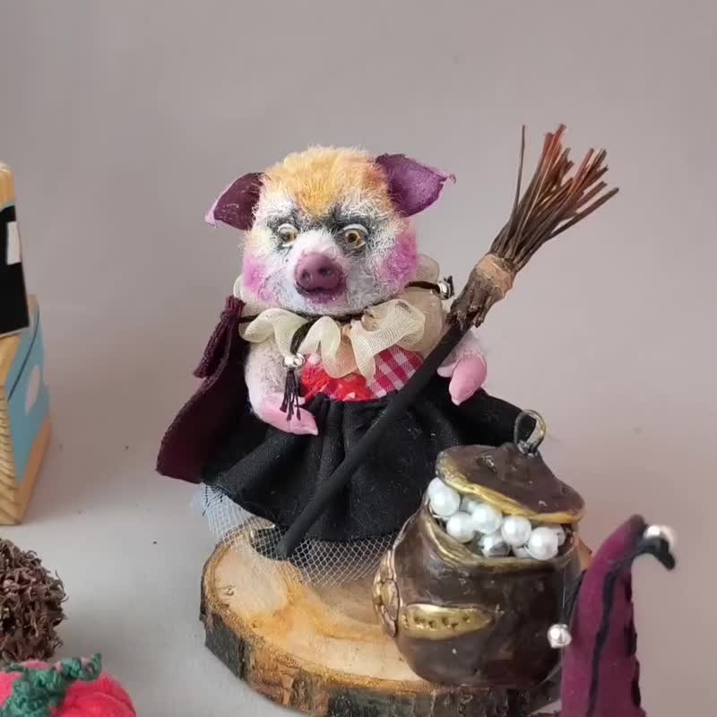 Miniature plush  figurine donkey- - 玩偶/公仔 - 羊毛 粉红色