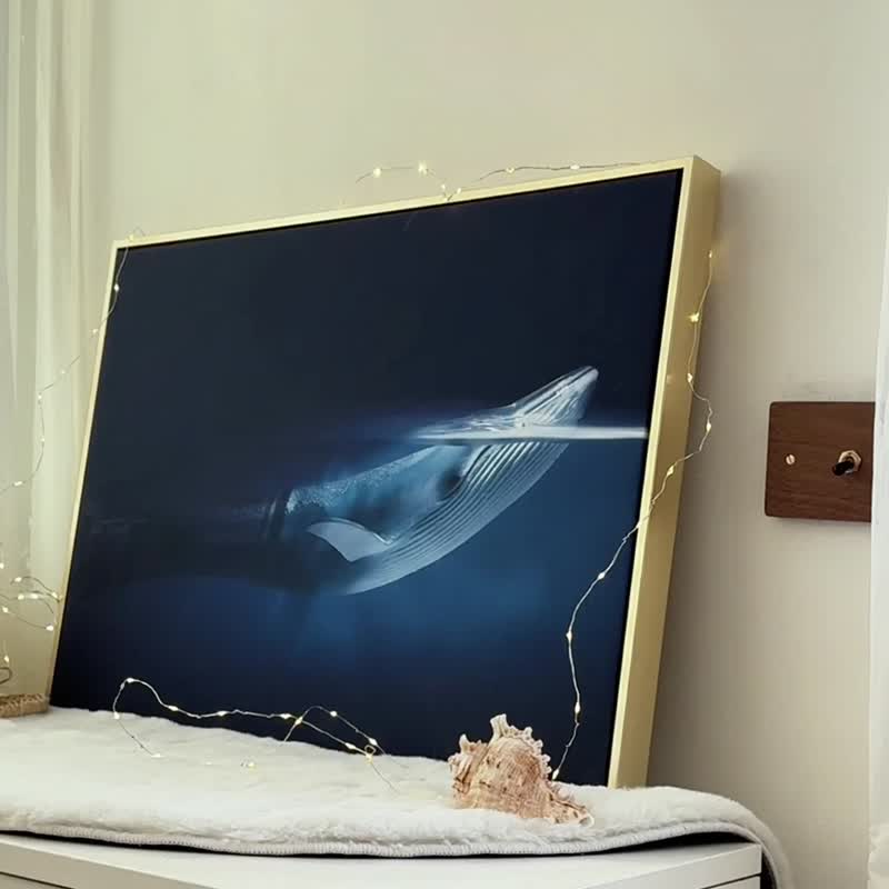 【微瑕特惠】【福利品】灵感 - 疗愈动物鲸鱼挂画/海洋生物/大自/ - 海报/装饰画/版画 - 棉．麻 蓝色