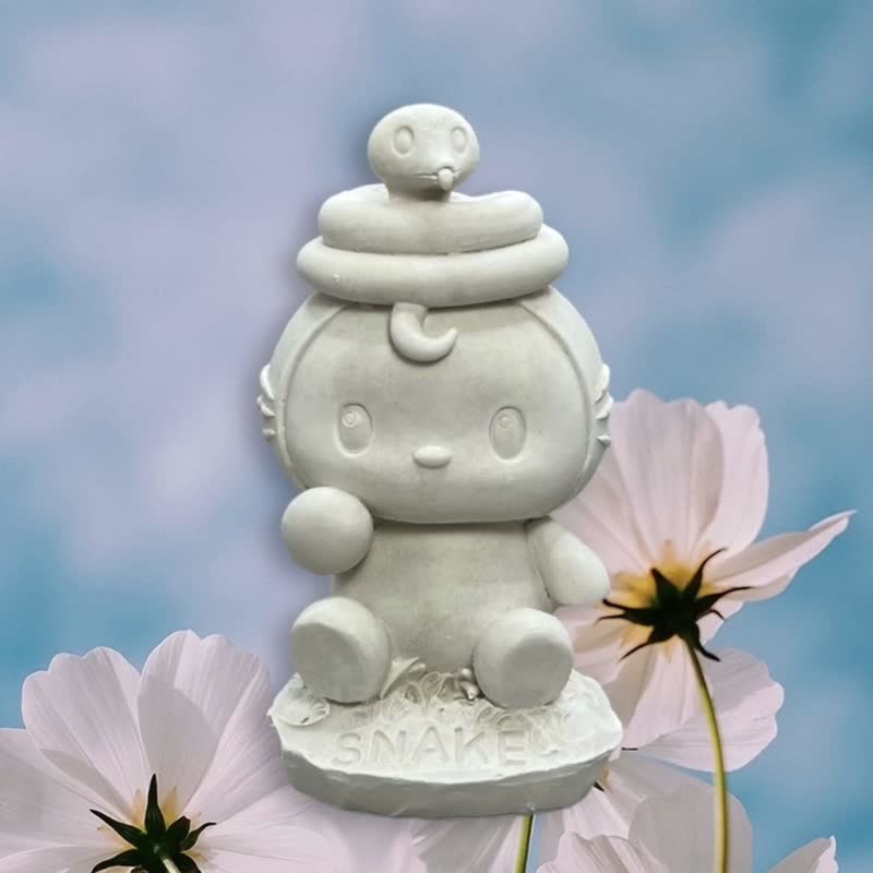 开运萌宠 12生肖(蛇)  扩香石家饰 附5ml精油(多款任选) 疗愈小物 - 香薰/精油/线香 - 水泥 白色