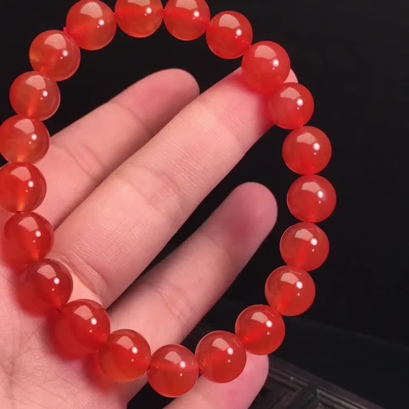 精品保山南红冰红手链 颜色艳丽 比冰 透 红 晶体干净 - 手链/手环 - 水晶 