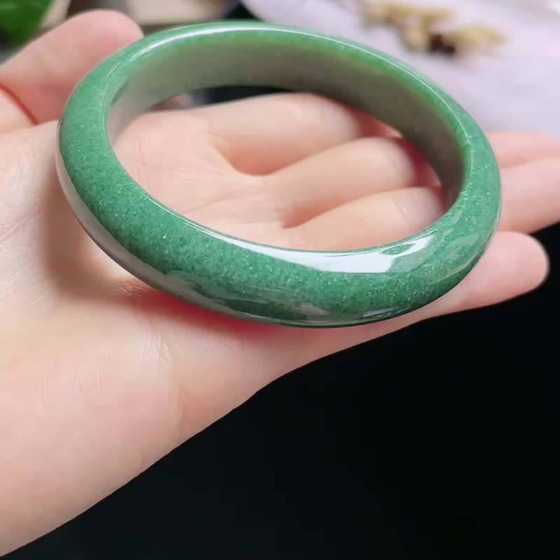 冰种 天然翡翠 缅甸 A玉 玉镯 • 糯冰种翡翠福镯 - 手链/手环 - 玉石 绿色
