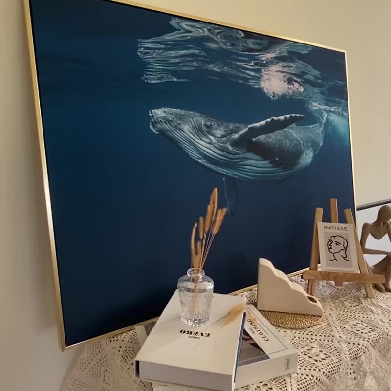海洋世界－鲸鱼-自然/北欧/动物/卧房挂画/客厅/民宿/复制画/海洋 - 海报/装饰画/版画 - 棉．麻 多色
