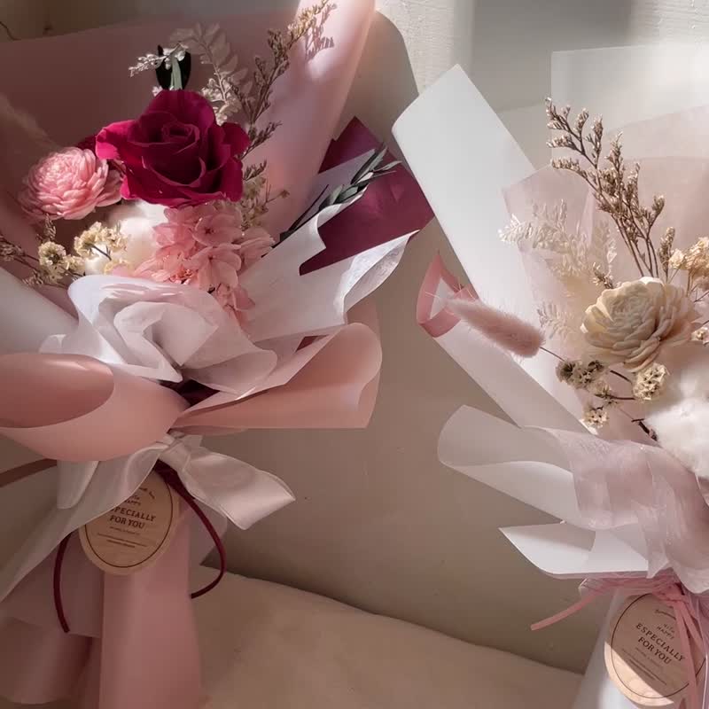 【永生玫瑰中花束】玫瑰果茶 永生花束 干燥花 生日花束 花束 - 干燥花/捧花 - 植物．花 