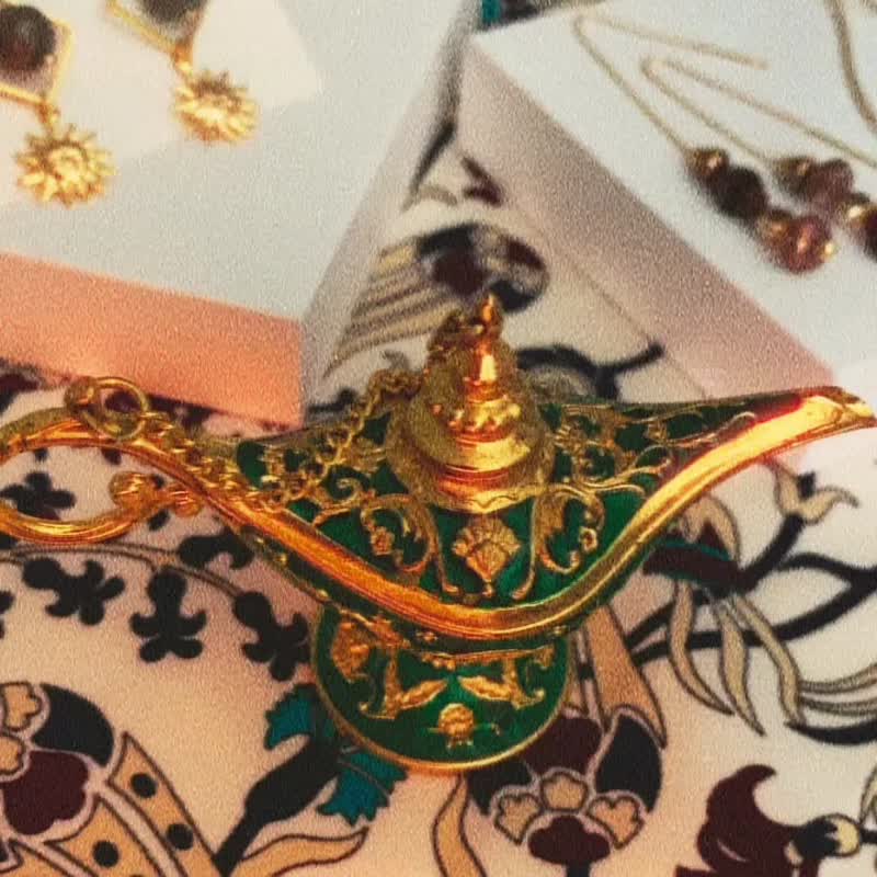 埃及系列 - 链条耳环 (此款不可转耳夹) - 耳环/耳夹 - 玻璃 咖啡色