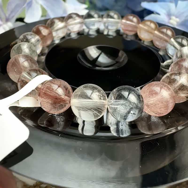 小精品玻璃透 A 体拉丝兔毛水晶 9.5mm25.15g 增加自信积极正向能量 - 手链/手环 - 水晶 多色