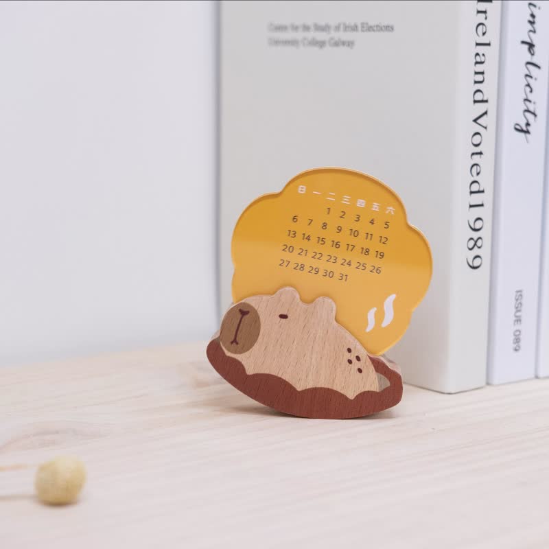 【过好日万年历-泡澡水豚】无时效年历 / 办公小物 - 年历/台历 - 木头 多色