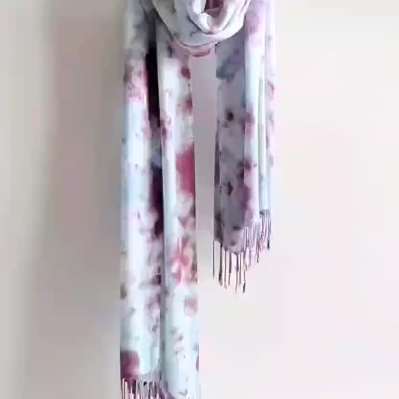 T.H.Ani 手工原创渲染丝巾-随心 蓝染 植物染 丝巾 披肩 围巾 - 丝巾 - 其他材质 蓝色