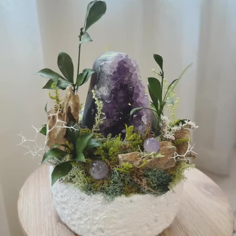 静谧山林。森林微景观 消磁 挂串 紫水晶 - 植栽/盆栽 - 水晶 紫色