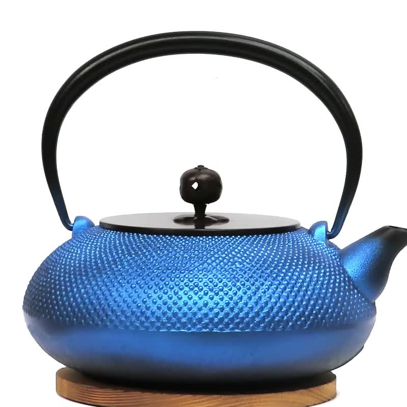 及富 南部铁器 铁瓶 铁壶 平丸霰 蓝色 铜盖1.2L  IH对应 日本 - 茶具/茶杯 - 其他金属 蓝色