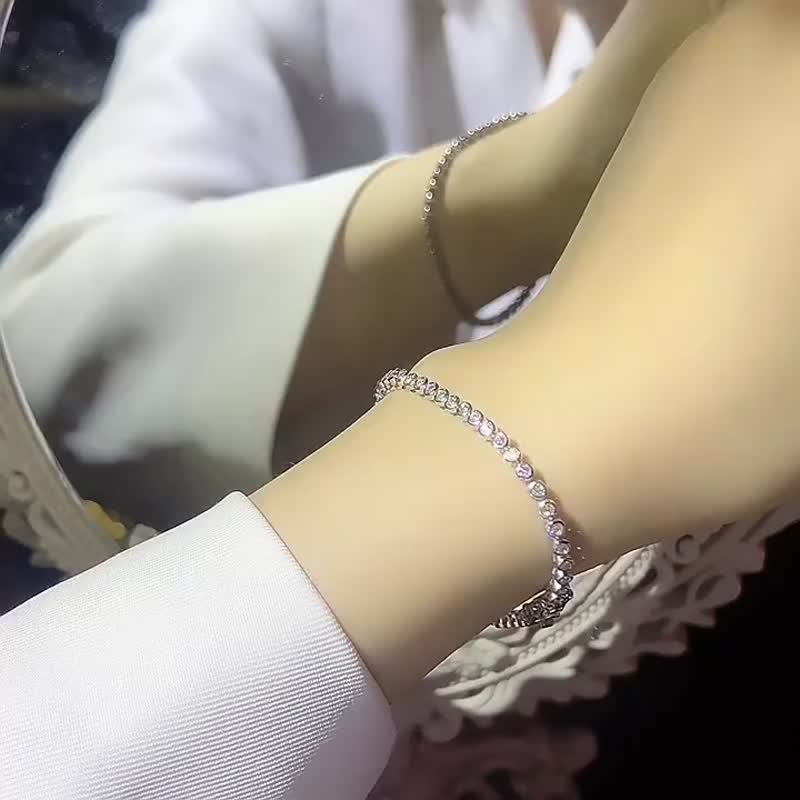 莫桑石 莫桑钻 3分满钻女手链 台北门市 定制化订制白金 - 手链/手环 - 其他材质 