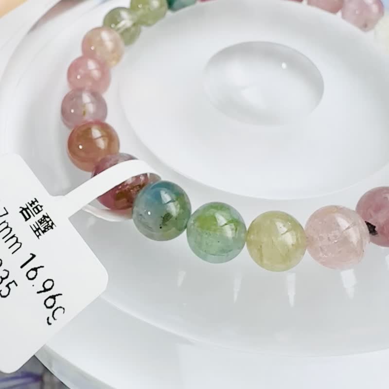小精品萤光温柔系彩碧玺 7.3-7.7mm16.96g 电气石少女粉色甜美彩串 - 手链/手环 - 水晶 多色