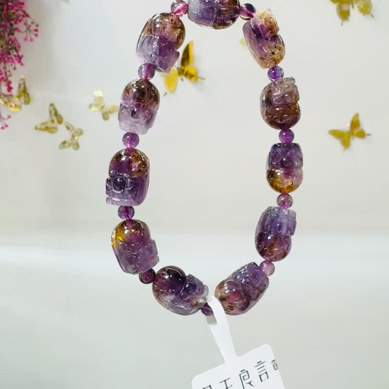 小资本天然貔貅紫钛水晶15x11mm32.71g可通人体七轮提高灵性 - 手链/手环 - 水晶 紫色