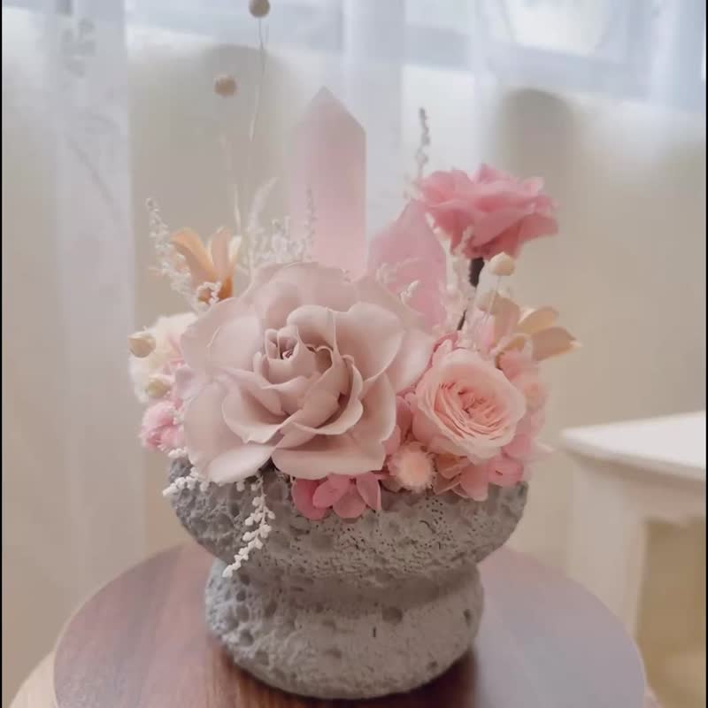 遇见花开。粉水晶 永生花 盆花 - 植栽/盆栽 - 水晶 粉红色
