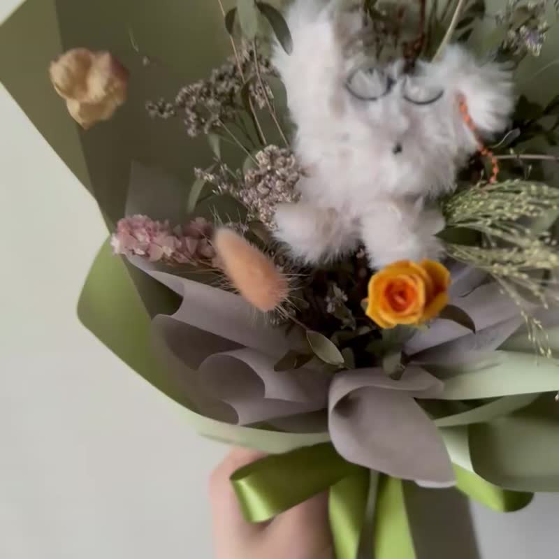 手工毛绒娃娃 干燥花束 毕业花束 - 干燥花/捧花 - 植物．花 多色