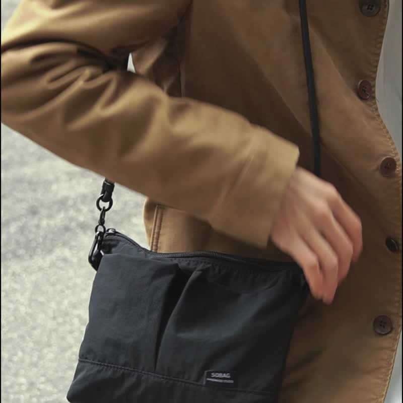 sobag轻便街头潮流斜挎小方包男休闲日系文艺防泼水尼龙单肩布包 - 侧背包/斜挎包 - 尼龙 绿色