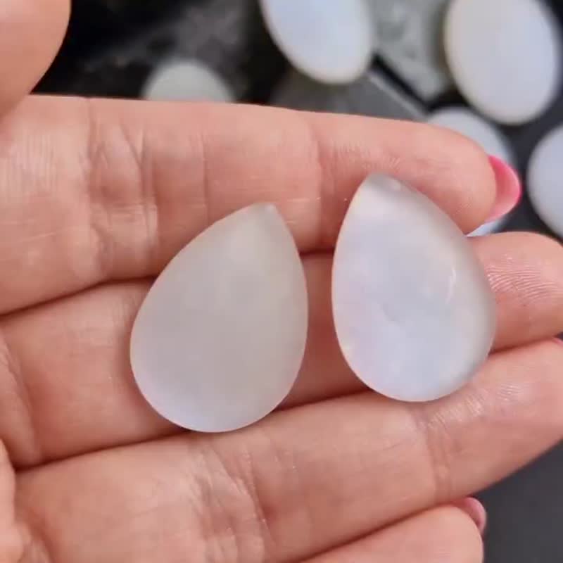 2 件玻璃手工 Lunasoft 凸圆形透明玻璃缎面凸圆形蓝月亮 - 零件/散装材料/工具 - 玻璃 银色