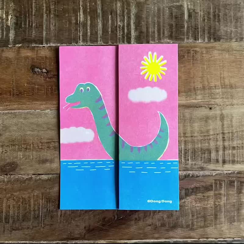 蛇来蛇去折页明信片/孔版印刷/绘本恐龙角色/附信封/颜色随机 - 卡片/明信片 - 纸 多色