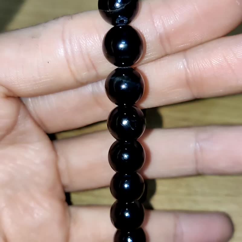 【订制品】金运石 十字星光  Hypersthene 7-12mm 埃及 手串 水晶 - 手链/手环 - 水晶 黑色