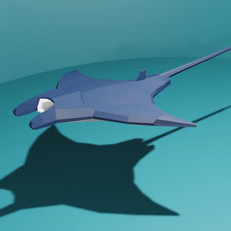 黄貂鱼，Lowpoly 对象，3D 模型，纸工艺 - 其他数码设计 - 其他材质 