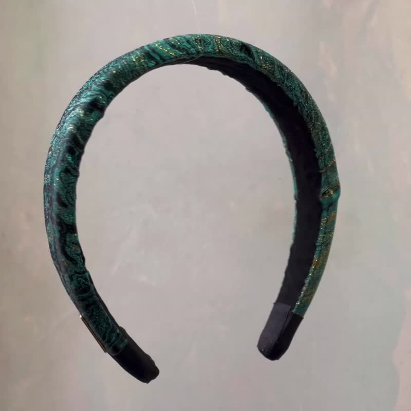 墨影流金 立体发箍 织锦缎 发带 小皇冠 新中式 日常 旗袍和服 - 发带/发箍 - 丝．绢 