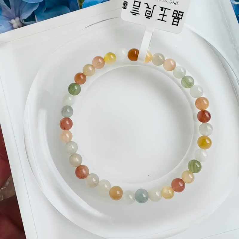 毕业级猫眼浓色彩兔毛水晶4.6-5mm6.68g满顺带稀有灰兔毛 - 手链/手环 - 水晶 多色