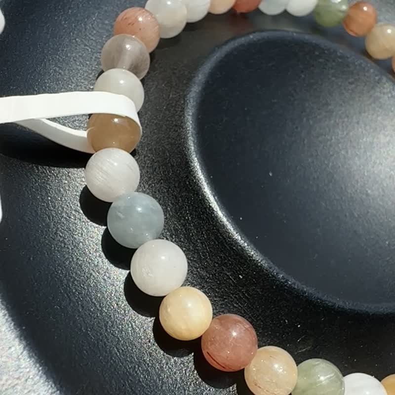 毕业级猫眼浓色彩兔毛水晶 4.6-5mm6.68g 满顺带稀有灰兔毛 - 手链/手环 - 水晶 多色