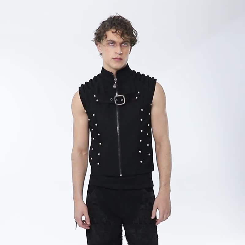 庞克奇幻格斗家做旧棉质背心 - 男装背心 - 其他材质 黑色