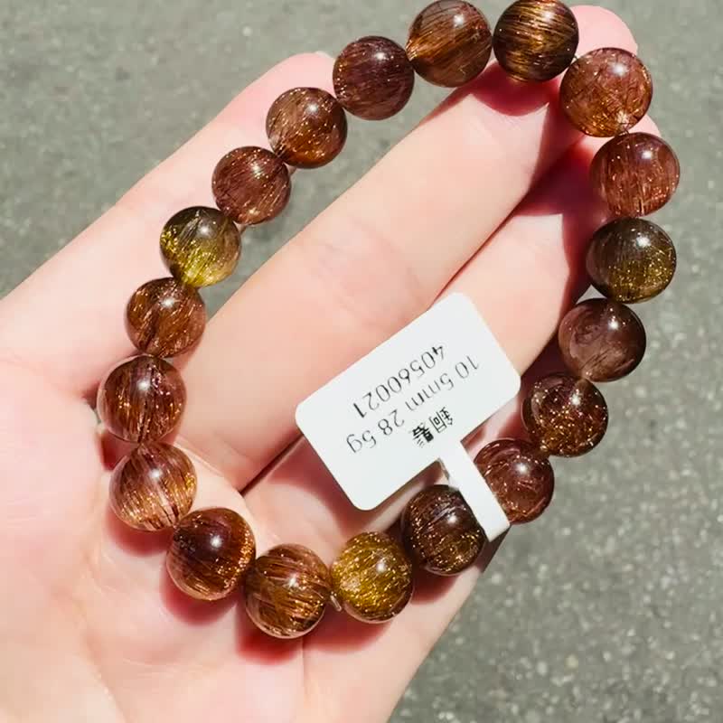 天然爆闪老矿浓铜发晶10.5mm28.5g正财事业辟邪挡煞逢凶化吉 - 手链/手环 - 水晶 金色