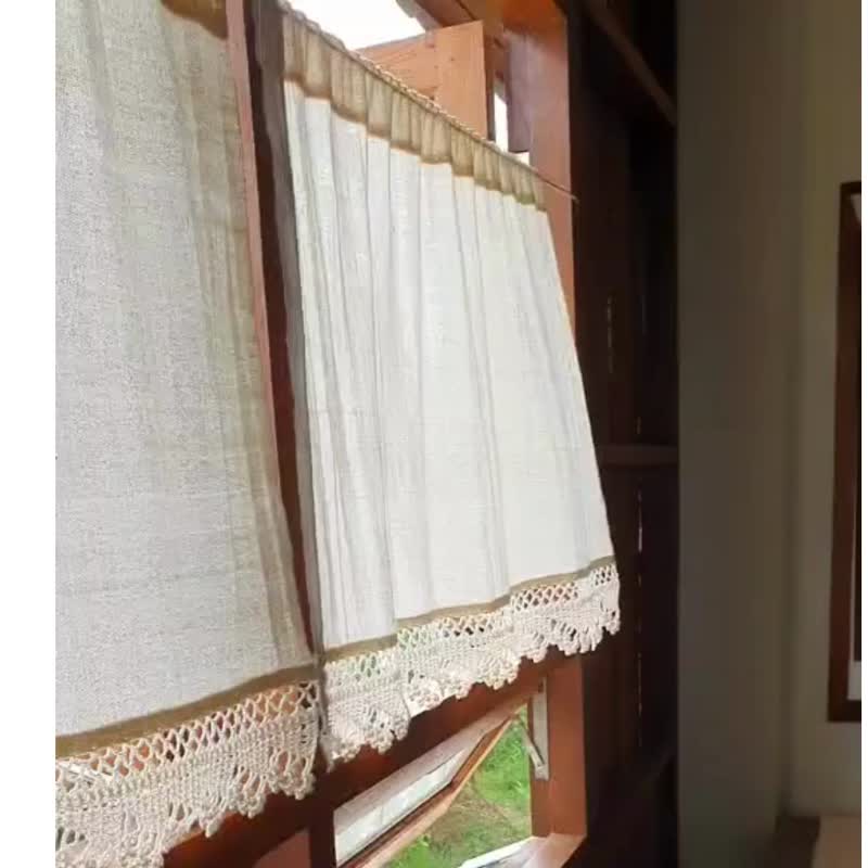 Cotton Curtain 72 x 59 cm., Hand Woven, Hand crochet, Natural, Marry Tier - 门帘/门牌 - 棉．麻 白色