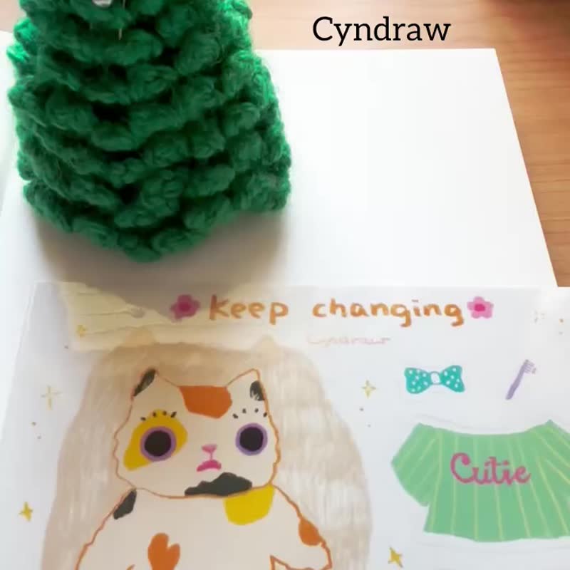 Cyndraw 脏脏猫穿衣服宝藏贴纸 A6尺寸 - 贴纸 - 纸 白色