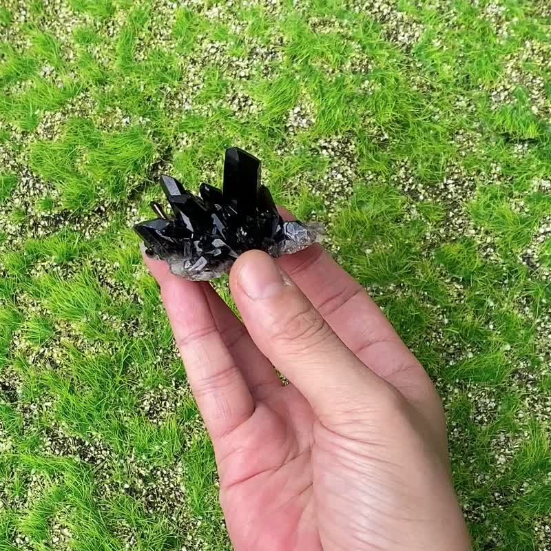 天然原矿能量小黑水晶簇 消磁净化 消除负能量 开运 摆件 - 摆饰 - 水晶 黑色